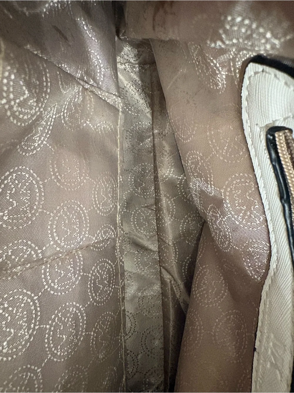 Michael Kors White Leather Crossbody with Gold Chain Accents